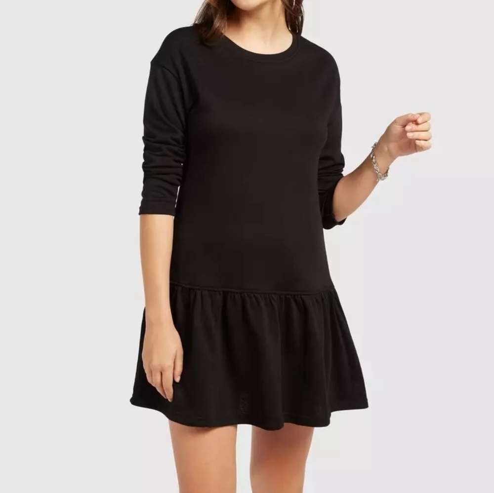J. Crew Black Long-Sleeve Mini Dress